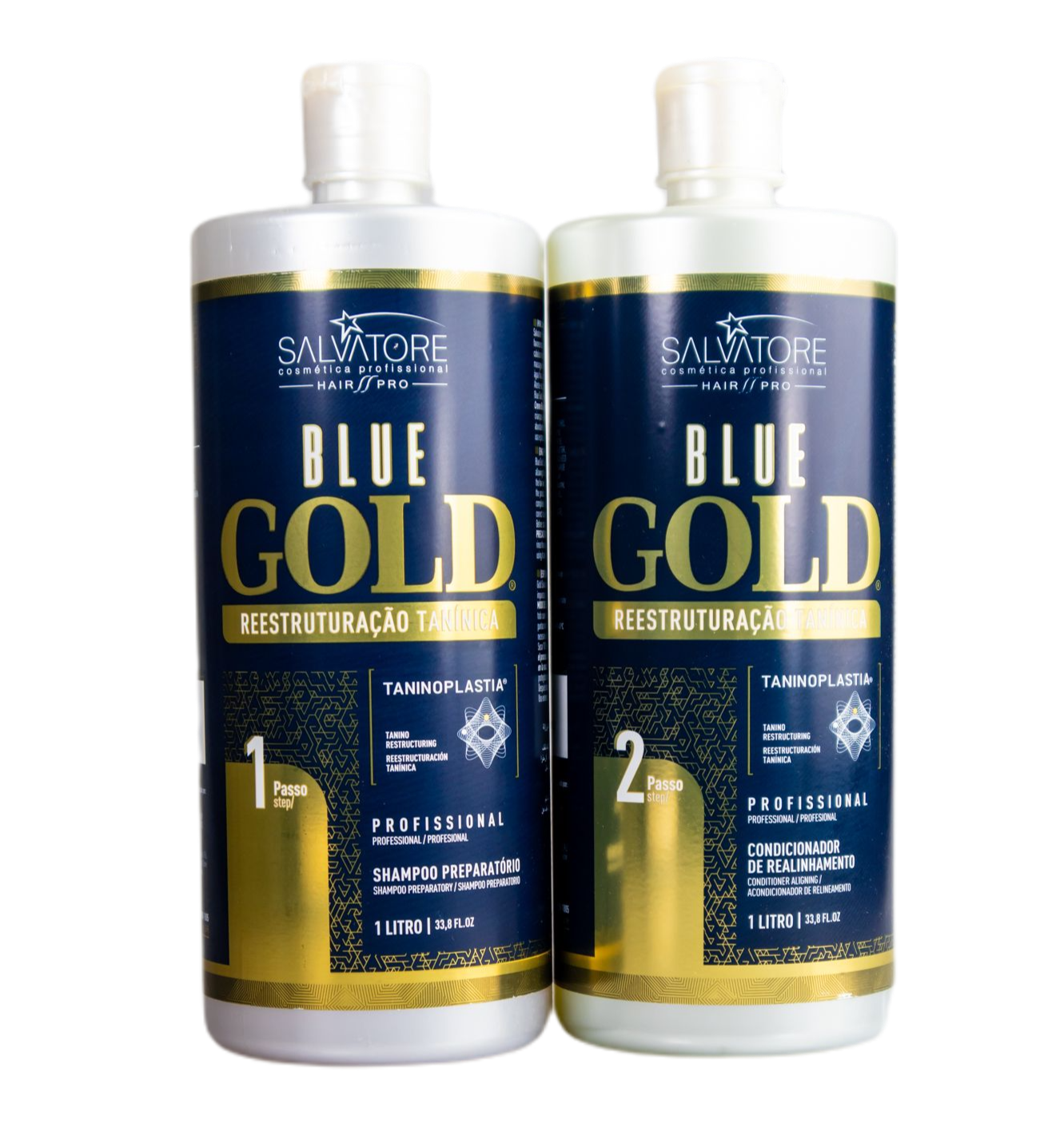 Salvatore Brazilian Keratin Treatment Blue Gold System Tanino Hair Restructuring Treatment Kit 2x1L - Salvatore